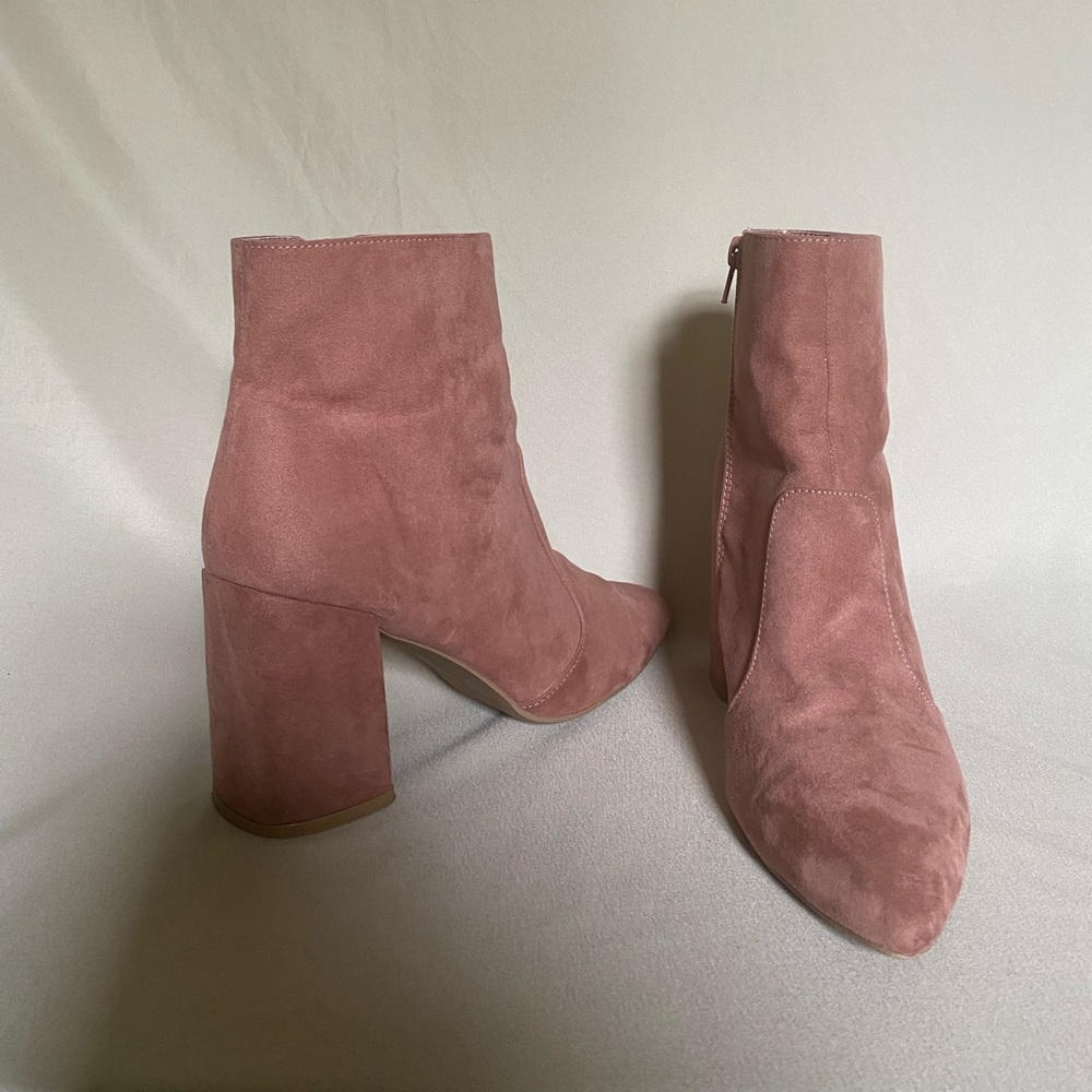 Pink suede boots
